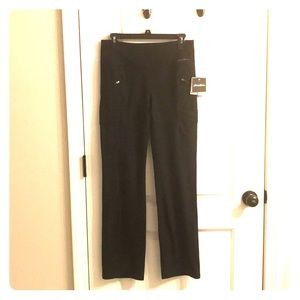 Black cargo athletic boot cut stretch pants